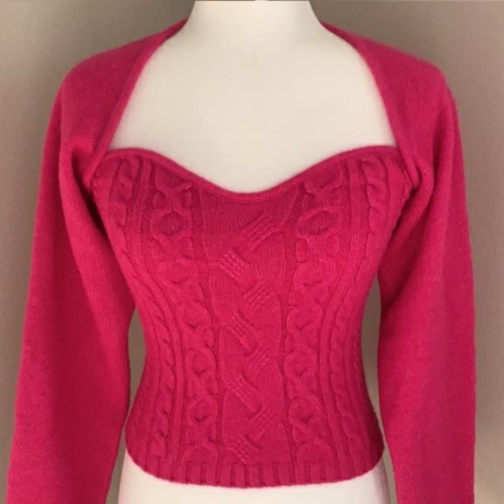 Wayf Shrug Sweater & Tube Top Cable Knit Pink Small New